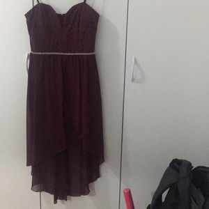 Beautiful & Elegant Burgundy High Low Dress